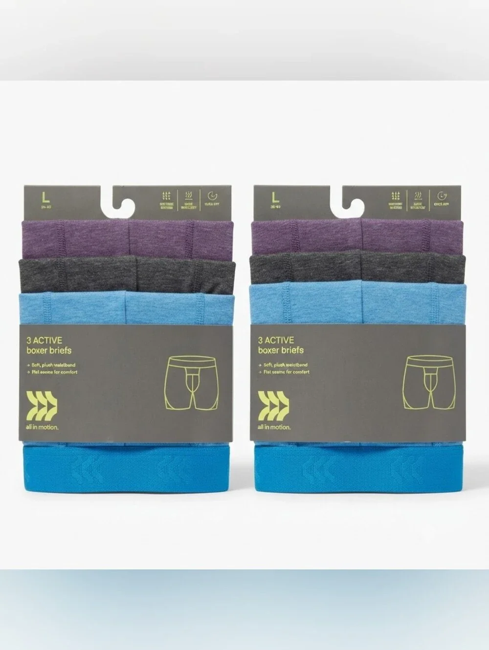 NWT All In Motion Active Boxer Briefs 6 Pairs